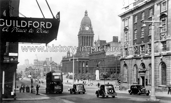 Town Hall from The Headrow, Leeds, Yorkshire. c.1950's